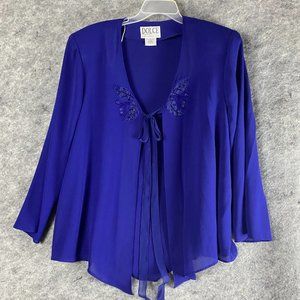 Dolce Collection Blouse 2XL Women's Long Sleeve Blue 100% Polyester XXL